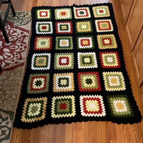Other - Vintage Granny Square Crochet Afghan Blanket Throw